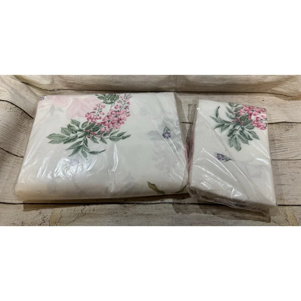 Vtg JcPenney Queen Flat Sheet & Pillowcases Non Iron Plantation NOS GTbH9